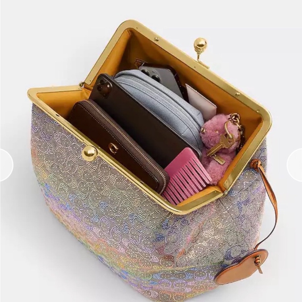 Coach Kisslock Large Frame Crystal Rainbow Bag - Picture 5 of 10